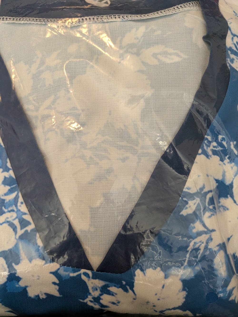 Blue Floral Ruffle Cap Sleeve Women's Top - Picture 2 of 2
